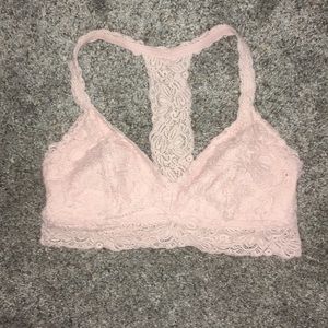 Pink lace bra